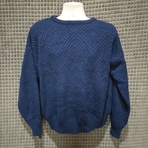VTG Blue Chunky Knit Sweater MensXL 80s 90s Spettro Acrylic Long Sleeve Pullover